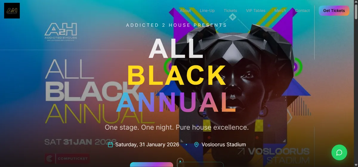 A2H All Black Event website
